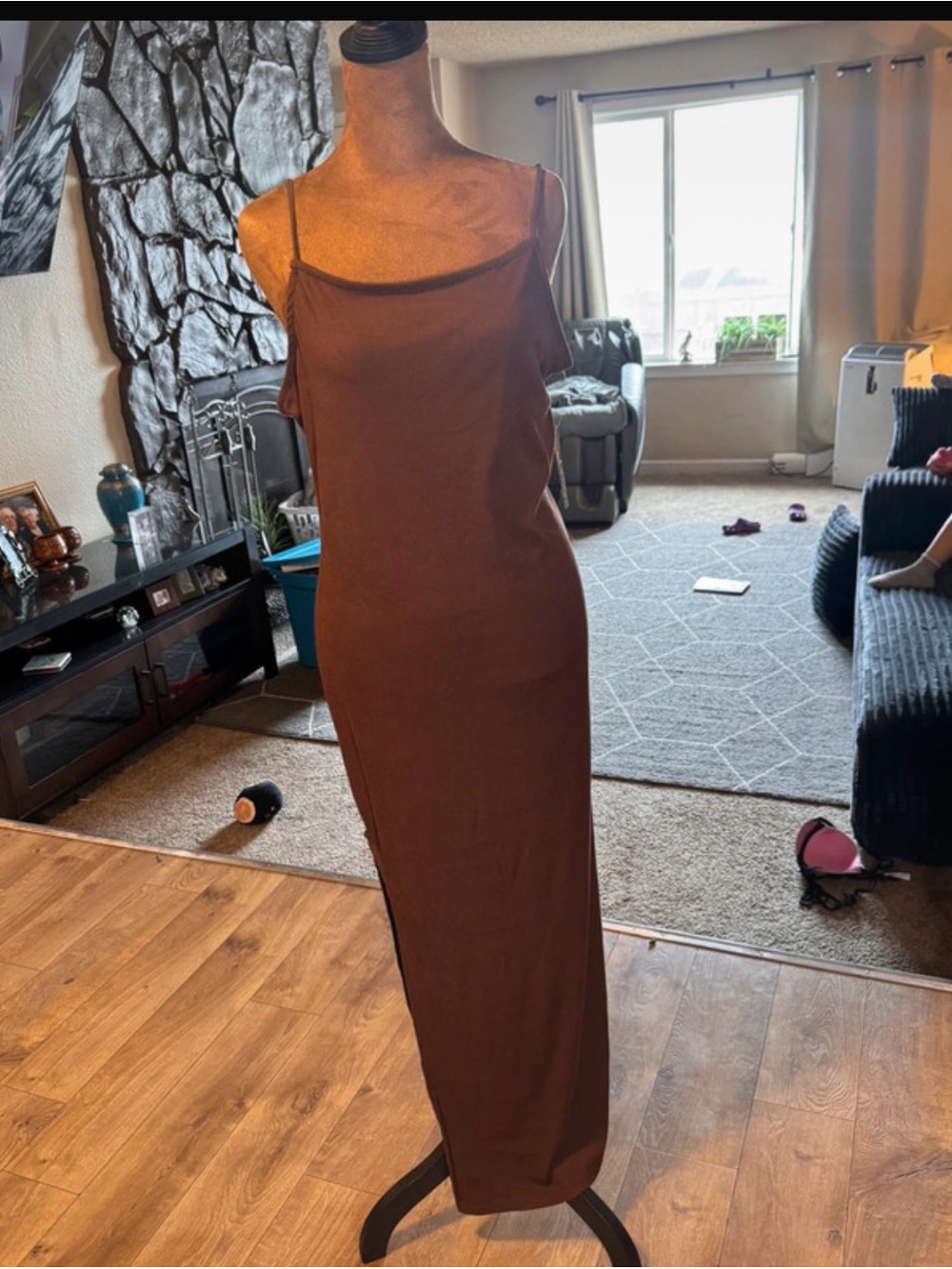 Justify Brown Spaghetti-Strap Maxi Dress